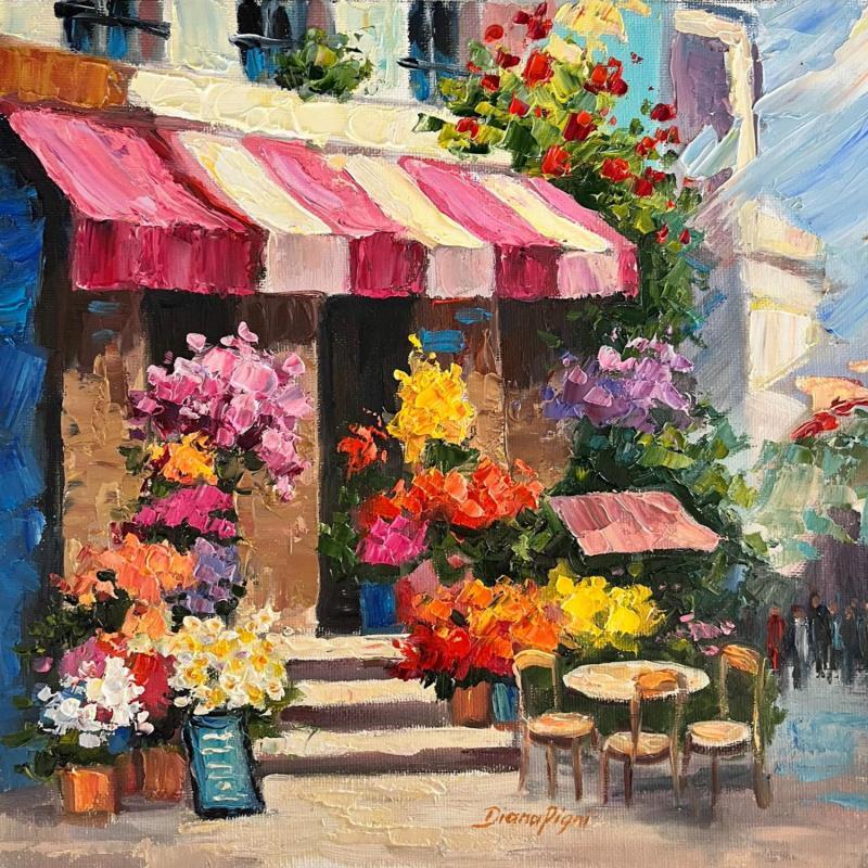 Painting Parisian Flower Shop by Pigni Diana | Painting Figurative Oil
