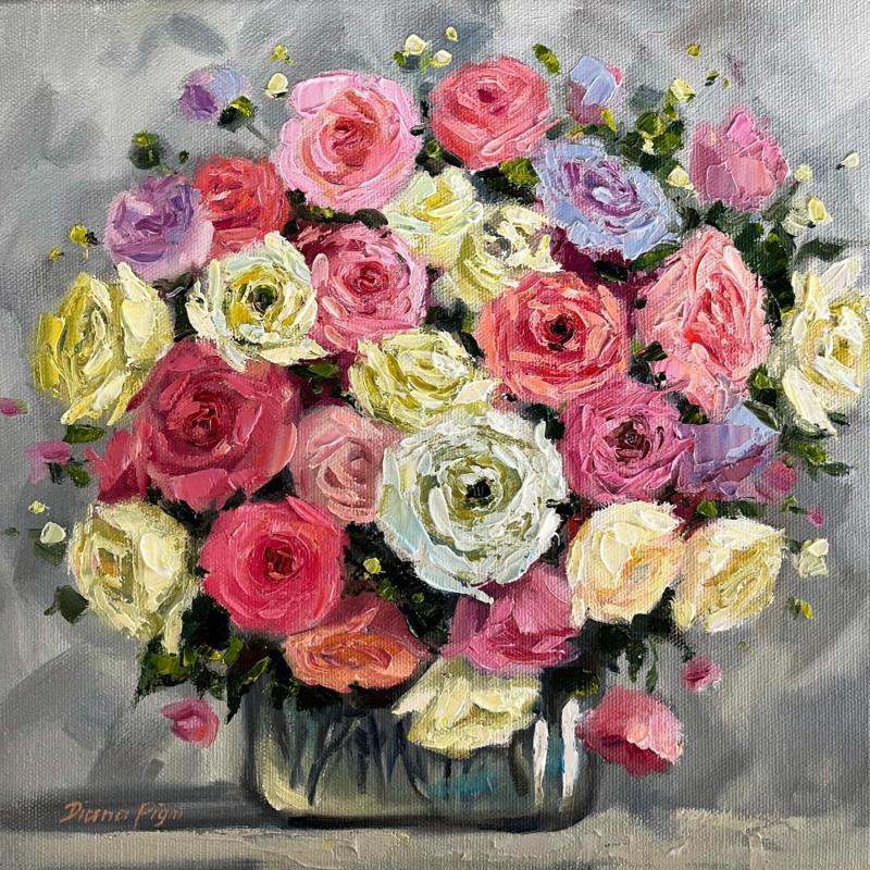 Gemälde Romantic Ranunculus Bouquet von Pigni Diana | Gemälde Figurativ Öl