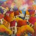 Gemälde Village lumière von Fauve | Gemälde Figurativ Alltagsszenen Öl Acryl