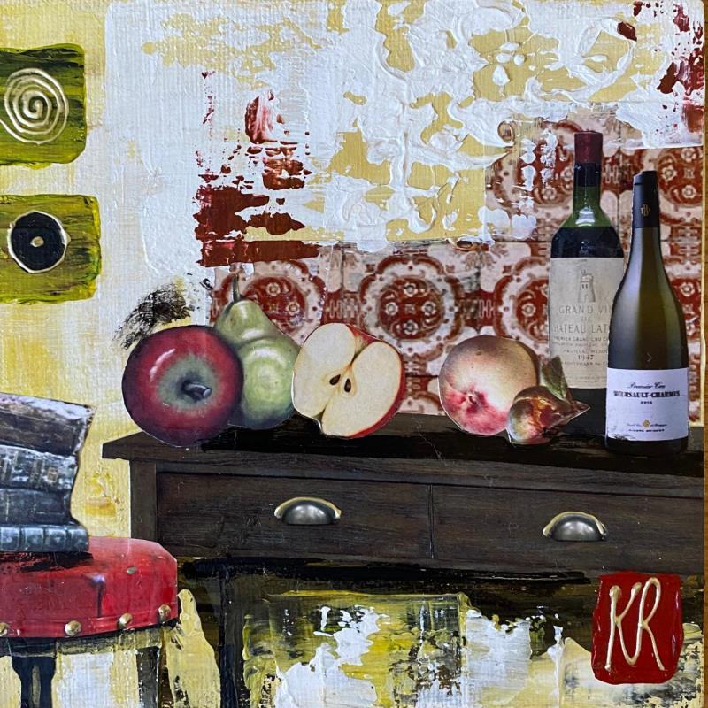 Gemälde Pour ma pomme  von Romanelli Karine | Gemälde Figurativ Acryl, Collage Stillleben