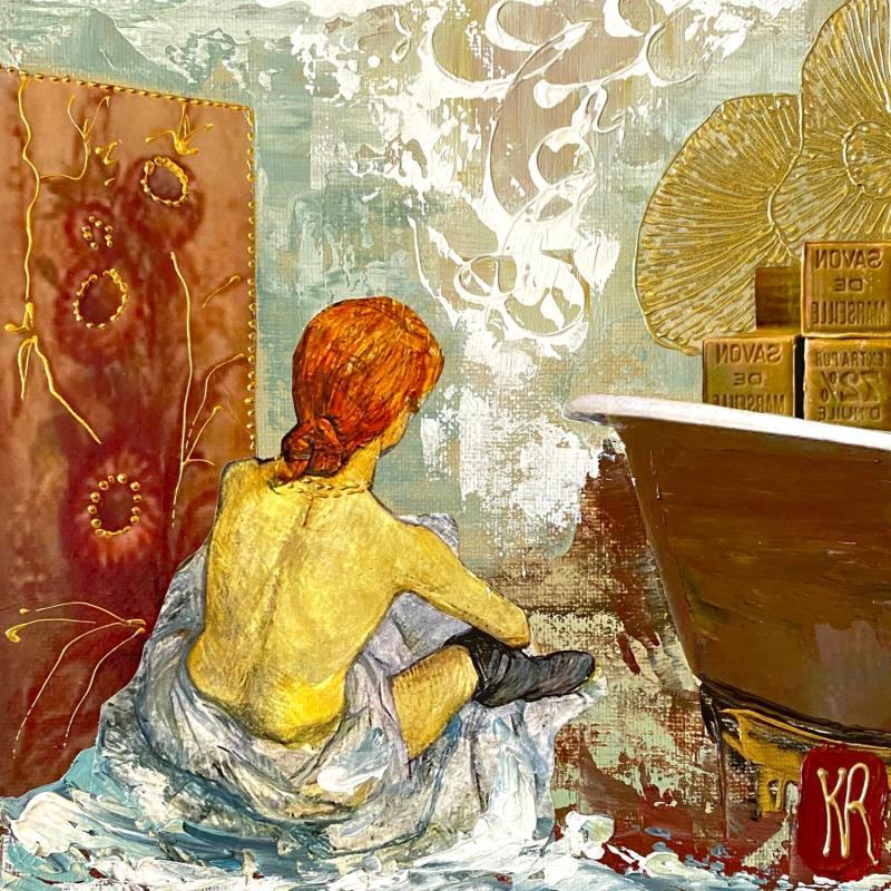 Peinture Le bain  par Romanelli Karine | Tableau Figuratif Acrylique, Collage, Papier, Posca Nu, Scènes de vie
