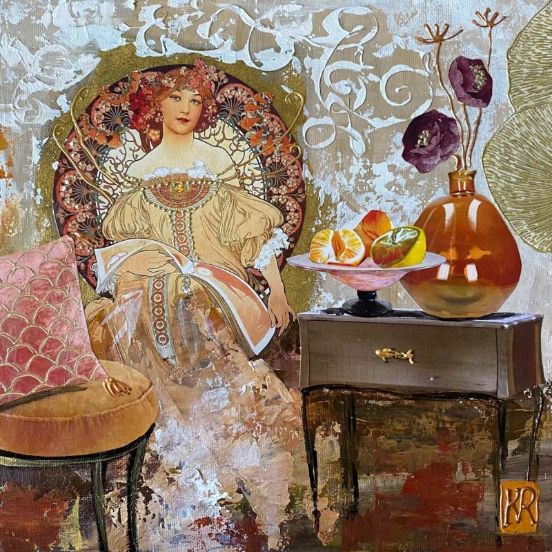 Gemälde Élise  von Romanelli Karine | Gemälde Figurativ Porträt Alltagsszenen Acryl Collage Posca Pastell