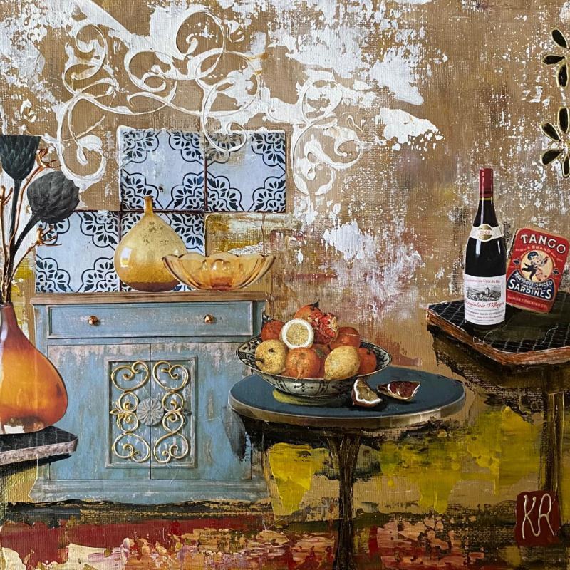 Painting Gourmande  by Romanelli Karine | Painting Figurative Life style Still-life Acrylic Gluing