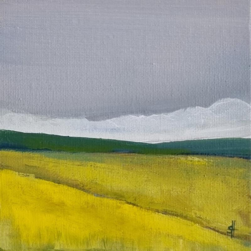Painting Rapeseed Field by Herz Svenja | Painting Abstract Landscapes Acrylic
