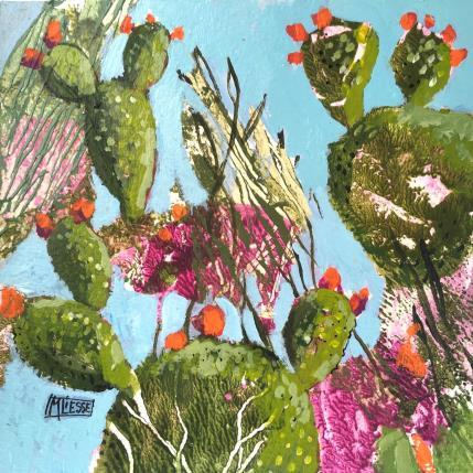 Gemälde Le bal des cactus  von Bertre Flandrin Marie-Liesse | Gemälde Figurativ Acryl, Collage Natur