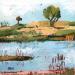 Gemälde  Au bord de l'eau von Bertre Flandrin Marie-Liesse | Gemälde Figurativ Landschaften Natur Acryl