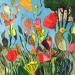 Peinture L’oiseau parmi les fleurs 3 par Bertre Flandrin Marie-Liesse | Tableau Figuratif Nature Animaux Acrylique Collage
