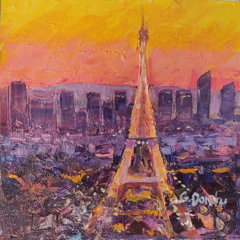 Gemälde Panoramique de Paris le soir  von Dontu Grigore | Gemälde Figurativ Urban Öl