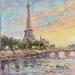 Peinture La Tour Eiffel en couleurs de printemps  par Dontu Grigore | Tableau Figuratif Urbain Huile