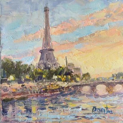Painting La Tour Eiffel en couleurs de printemps  by Dontu Grigore | Painting Figurative Oil Urban
