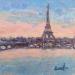 Painting La Tour Eiffel, ciel bleu et rose by Dontu Grigore | Painting Figurative Urban Oil