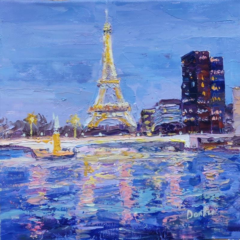 Gemälde La Tour Eiffel en soirée du printemps  von Dontu Grigore | Gemälde Figurativ Urban Öl