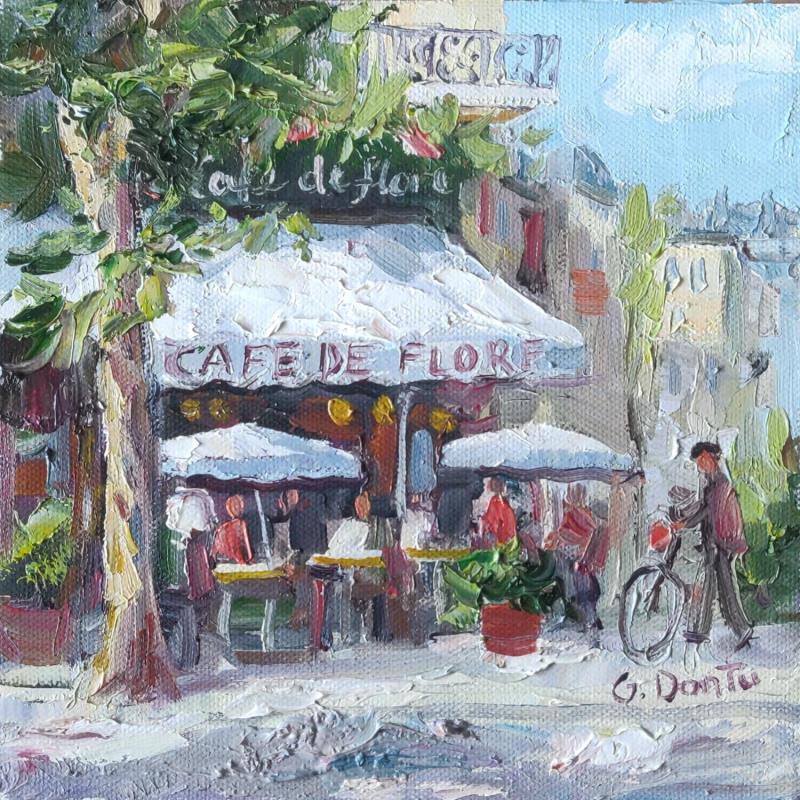Painting Café de Flore en printemps  by Dontu Grigore | Painting Figurative Urban Oil
