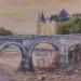 Painting Le ciel rose de Paris, le pont des Arts by Dontu Grigore | Painting Figurative Urban Oil