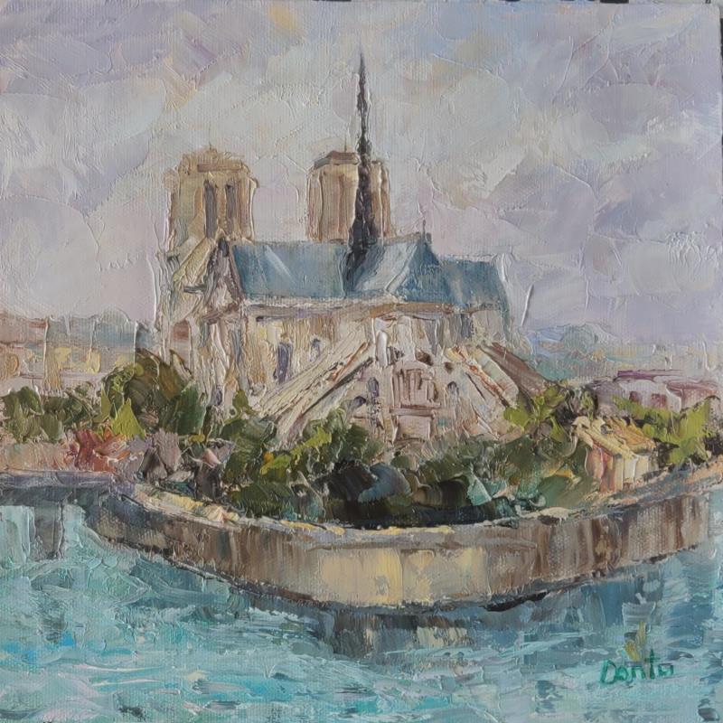 Painting Notre Dame de Paris vue panoramique  by Dontu Grigore | Painting Figurative Urban Oil