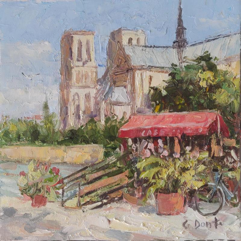 Painting Le café près de Notre-Dame de Paris  by Dontu Grigore | Painting Figurative Urban Oil