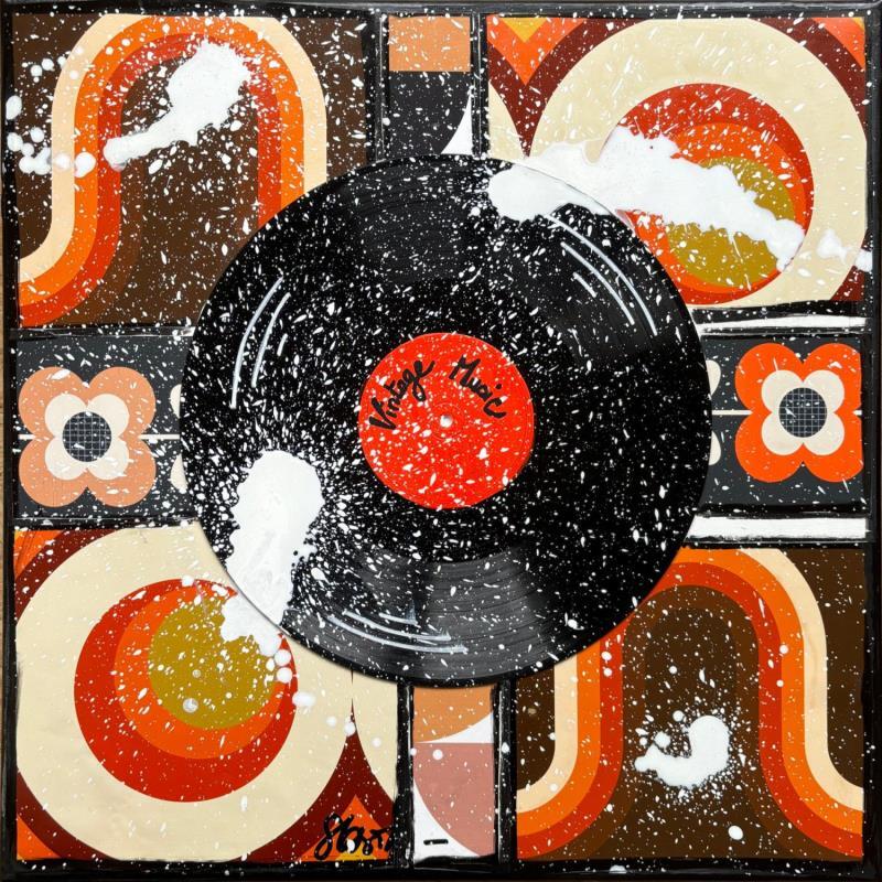 Gemälde VINTAGE MUSIC von Costa Sophie | Gemälde Pop-Art Acryl Collage Upcycling