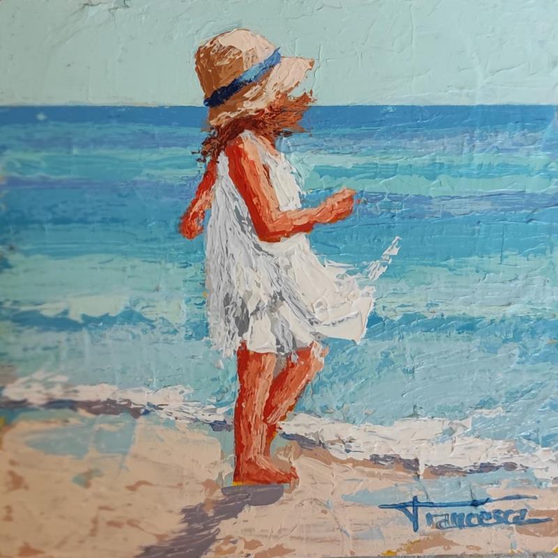 Painting AIRE DEL MAR by Escobar Francesca | Painting Figurative Marine Wood Acrylic