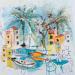 Gemälde Crique tranquille von Colombo Cécile | Gemälde Naive Kunst Landschaften Natur Alltagsszenen Aquarell Acryl Collage Tinte Pastell