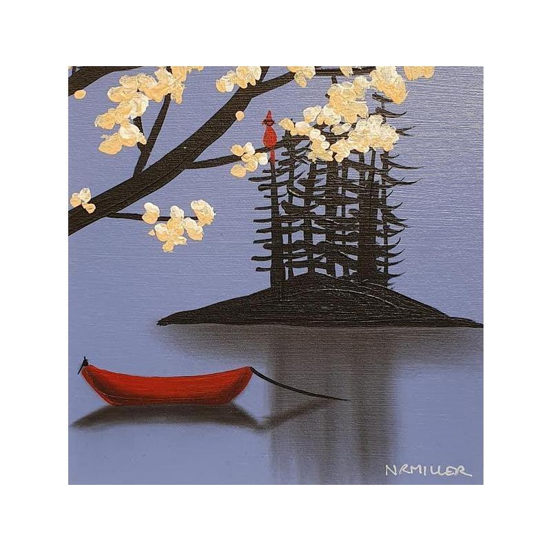 Gemälde Petal Paddle von Miller Natasha | Gemälde Figurativ Landschaften Minimalistisch Acryl Zeichenkohle
