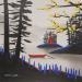 Painting Mountain Magic by Miller Natasha | Painting Figurative Landscapes Minimalist Acrylic Charcoal