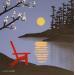 Painting Spring Moon by Miller Natasha | Painting Figurative Landscapes Minimalist Acrylic Charcoal