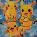 Peinture Multiple Pikachu par Kedarone | Tableau Pop-art Icones Pop Graffiti Acrylique