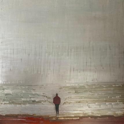 Gemälde Devant la mer plage des 3 digues  von Mahieu Bertrand | Gemälde Figurativ Metall Landschaften, Marine