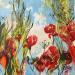 Painting Poppies´ symphonie by Bertre Flandrin Marie-Liesse | Painting Figurative Music Nature Acrylic Gluing
