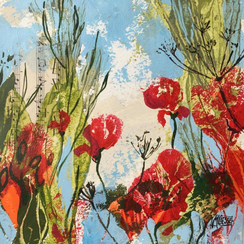 Painting Poppies´ symphonie by Bertre Flandrin Marie-Liesse | Painting Figurative Acrylic, Gluing Music, Nature, Pop icons