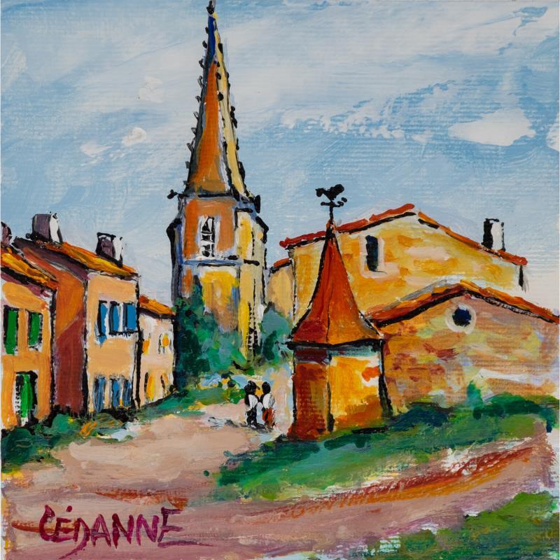 Peinture Une après-midi dans le village par Cédanne | Tableau Figuratif Acrylique, Huile Paysages, Scènes de vie, Urbain