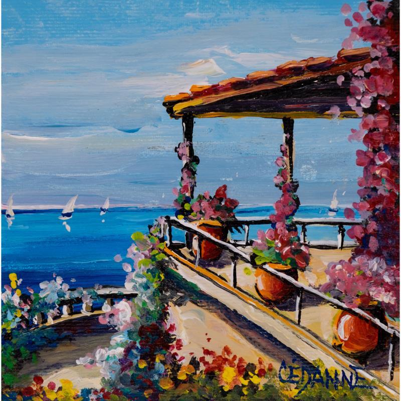 Painting Belle journée sur la terrasse by Cédanne | Painting Figurative Landscapes Marine Oil Acrylic
