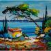 Painting Cabanon aux coquelicots by Cédanne | Painting Figurative Landscapes Marine Oil Acrylic