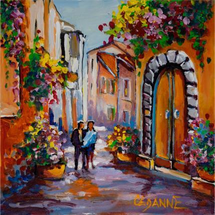 Painting Balade dans le village by Cédanne | Painting Figurative Acrylic, Oil Landscapes, Life style, Pop icons, Urban