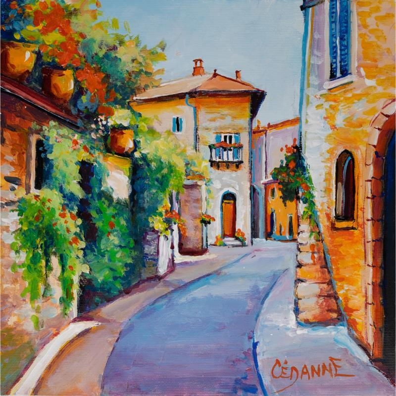 Gemälde Ruelle à l'entrée du village von Cédanne | Gemälde Figurativ Acryl, Öl Alltagsszenen, Landschaften, Urban