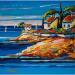 Painting Mer bleue et rochers ocres by Cédanne | Painting Figurative Landscapes Marine Oil Acrylic