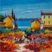 Painting Chemin coloré jusqu'à la mer by Cédanne | Painting Figurative Landscapes Marine Oil Acrylic