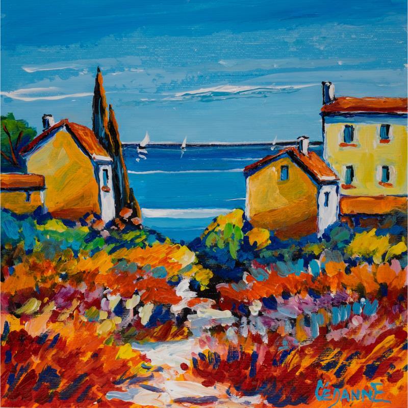 Painting Chemin coloré jusqu'à la mer by Cédanne | Painting Figurative Acrylic, Oil Landscapes, Marine