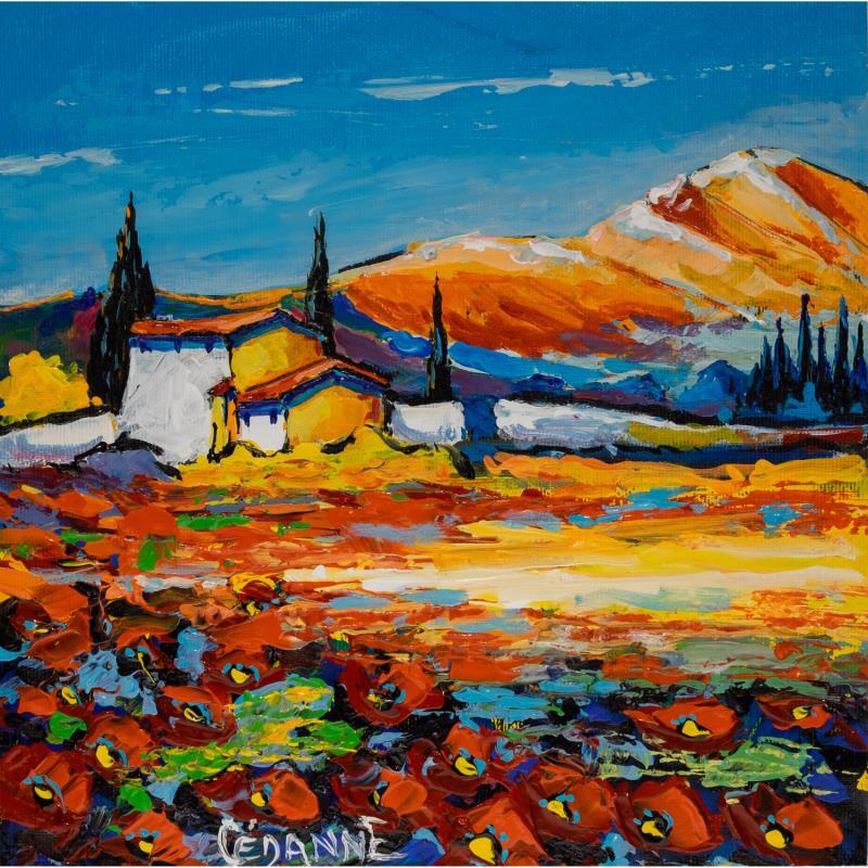 Painting Eclat de couleurs dans les Alpilles by Cédanne | Painting Figurative Acrylic, Oil Landscapes