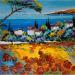 Peinture Coquelicots dans la baie par Cédanne | Tableau Figuratif Paysages Marine Huile Acrylique