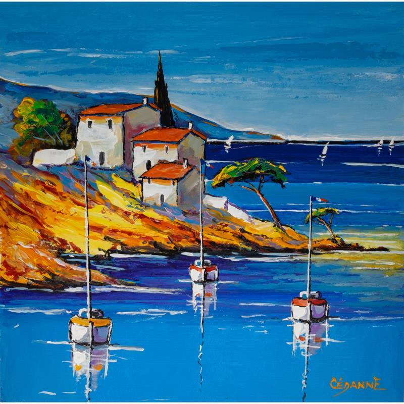 Painting En visite sur la Côte d'Azur by Cédanne | Painting Figurative Landscapes Marine Oil Acrylic