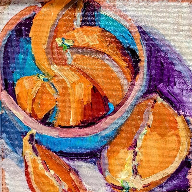 Peinture Orange en bol bleu  par Aliamus Béatrice  | Tableau Impressionnisme Natures mortes Gouache