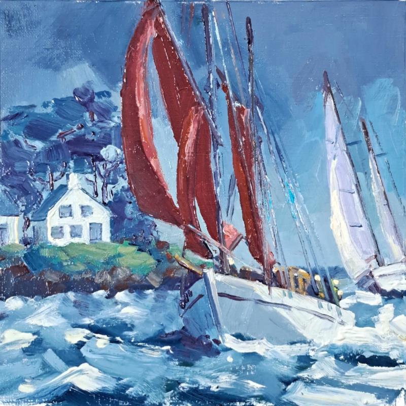 Painting Devant Port Navalo  by Aliamus Béatrice  | Painting Figurative Marine Sport Oil