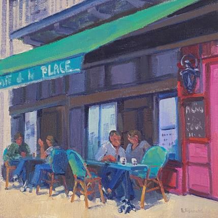 Gemälde Le café de la place  von Aliamus Béatrice  | Gemälde