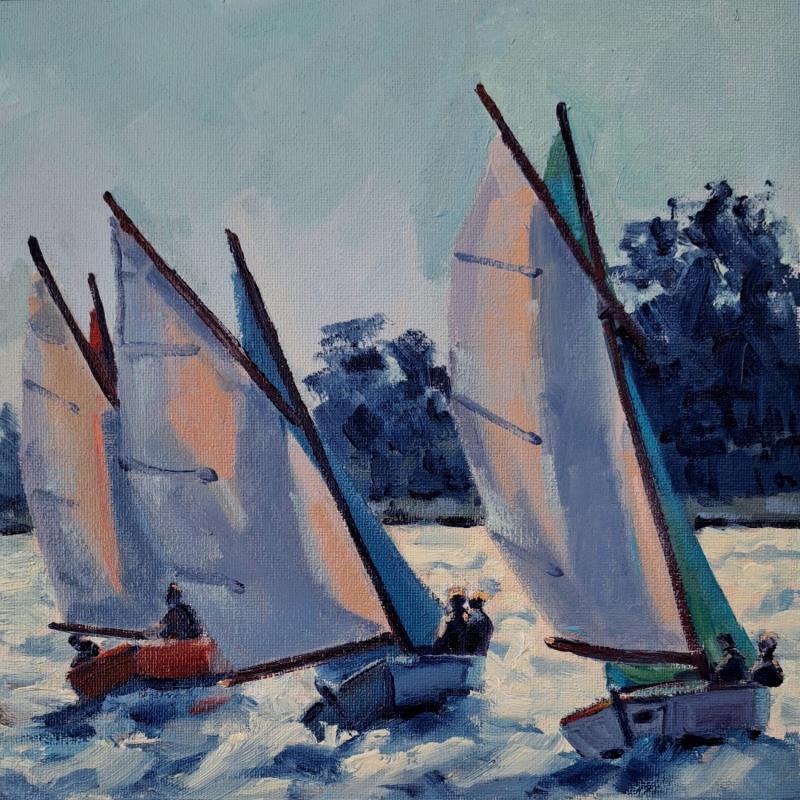 Painting Navigation soleil couchant  by Aliamus Béatrice  | Painting Figurative Marine Sport Oil