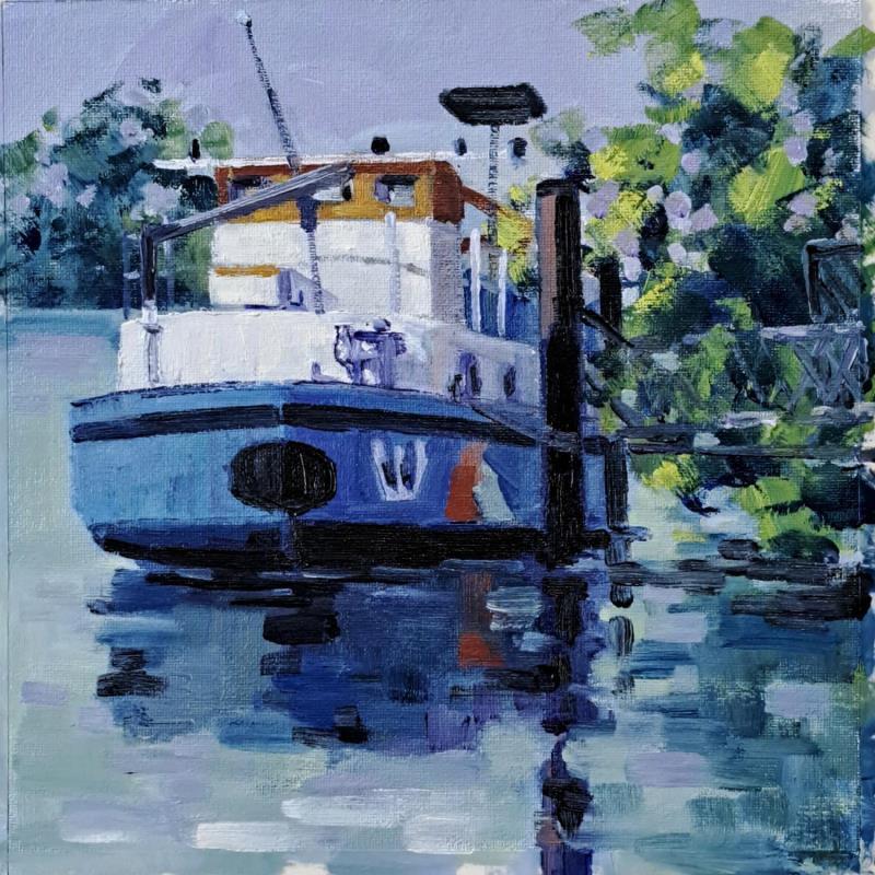 Painting Les bords de Seine à Rueil  by Aliamus Béatrice  | Painting Figurative Landscapes Urban Marine Oil