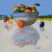 Painting Reflets aux fruits by Lionnet Pascal | Painting Surrealism Landscapes Life style Still-life Acrylic