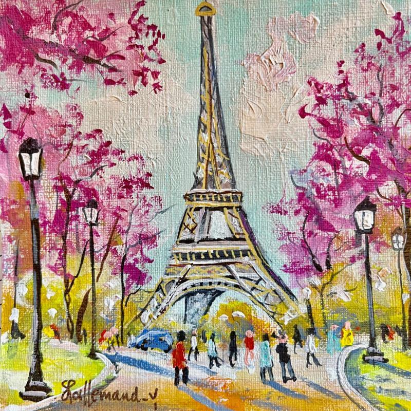 Gemälde La Tour Eiffel au printemps von Lallemand Yves | Gemälde Figurativ Urban Acryl