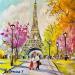 Painting Promenade au champ de Mars by Lallemand Yves | Painting Figurative Urban Acrylic