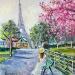 Gemälde La Tour Eiffel champ de Mars von Lallemand Yves | Gemälde Figurativ Urban Acryl